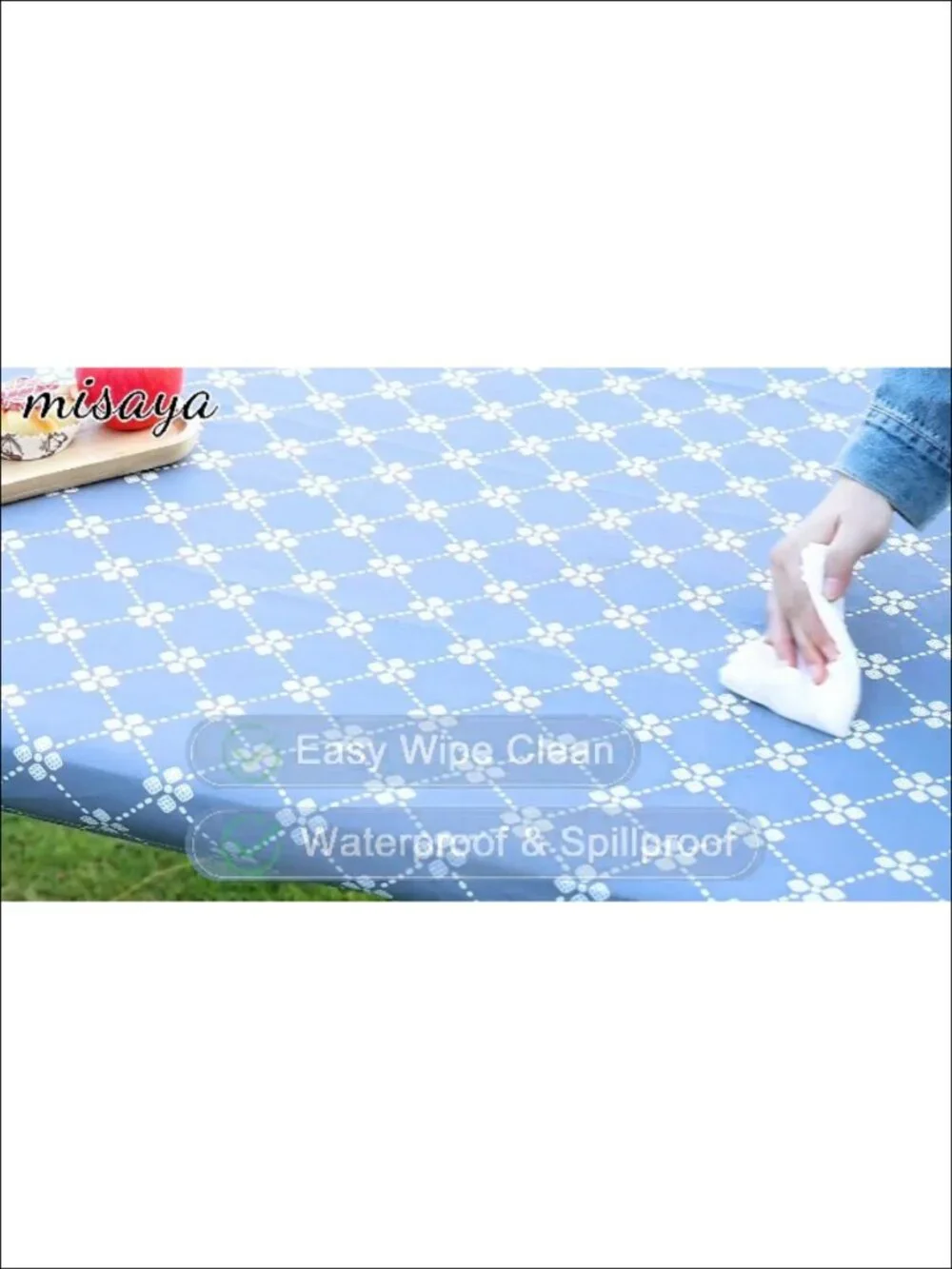2 Pack Vinyl Fitted Tablecloth Flannel Back Waterproof Elastic Table Cover
